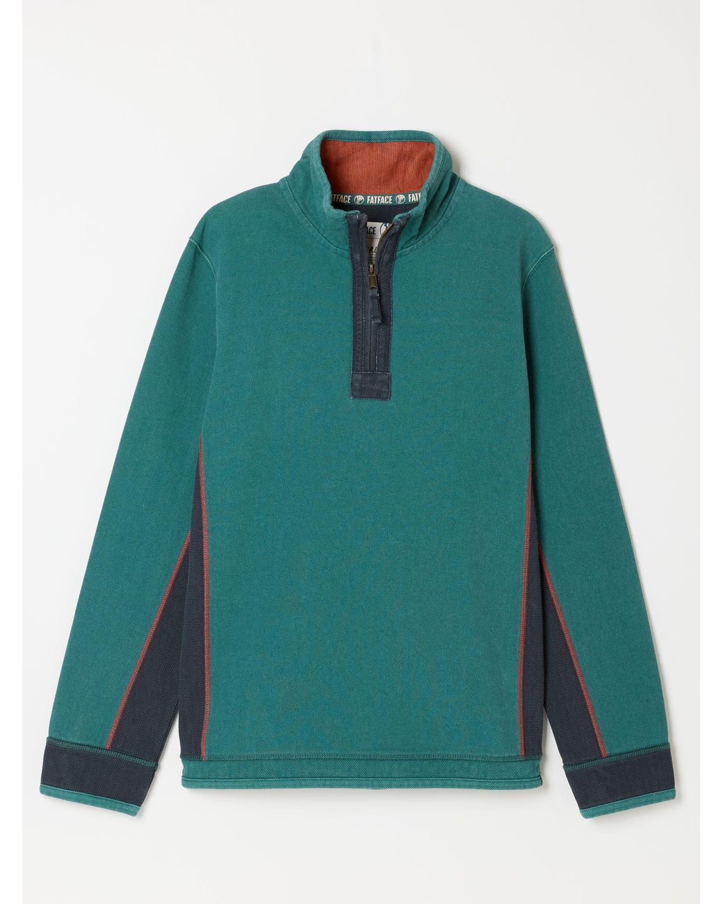 FatFace Green Airlie 100% Cotton Quarter Zip Sweatshirt for men