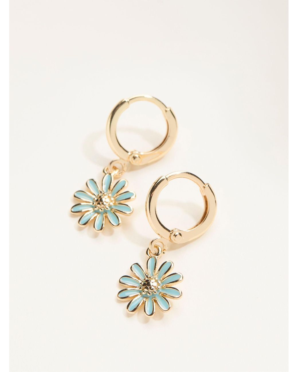 FatFace Natural Fatface Daisy Drop Hoop Earrings
