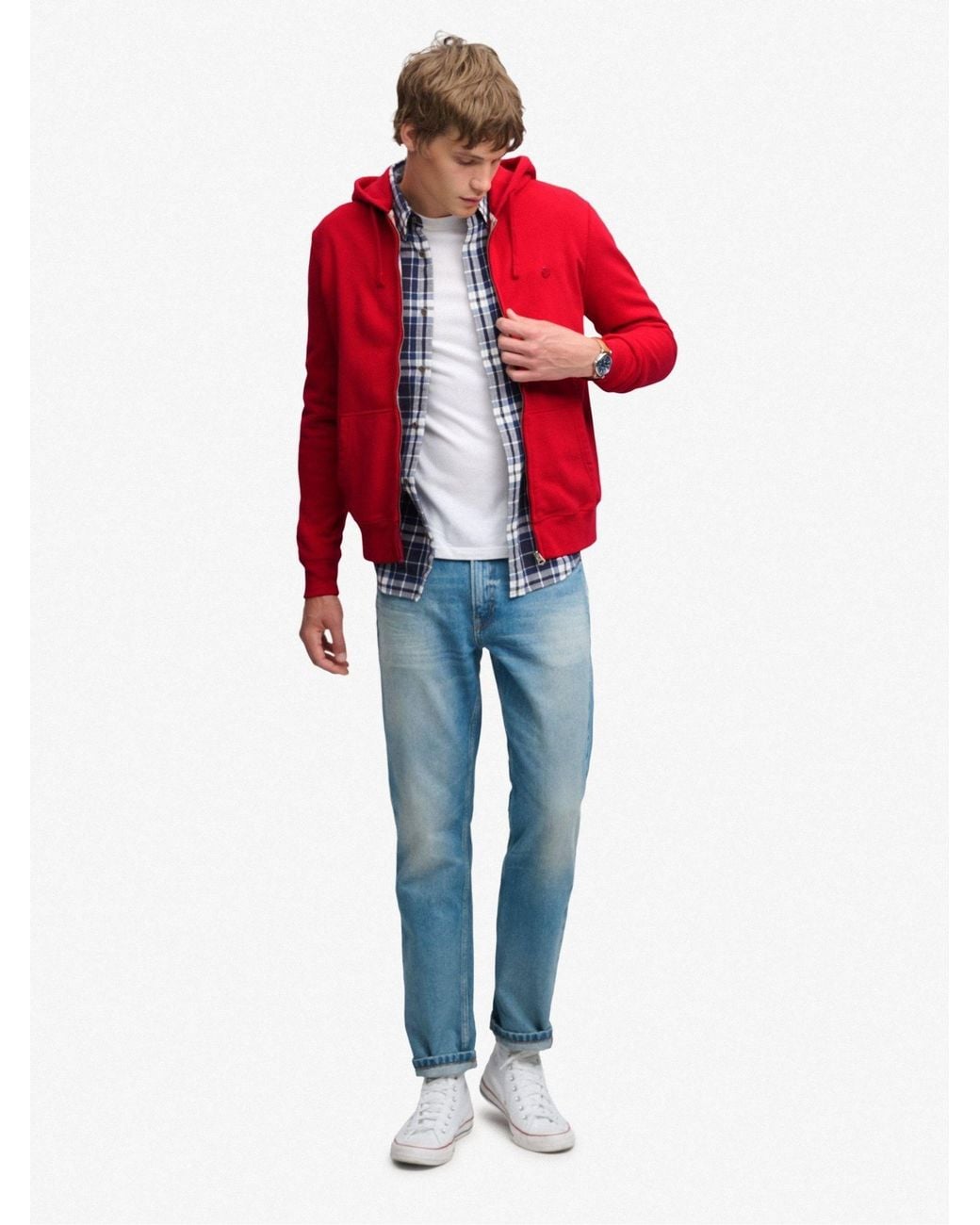 Superdry Red & Co Essential Logo Zip Hoodie for men