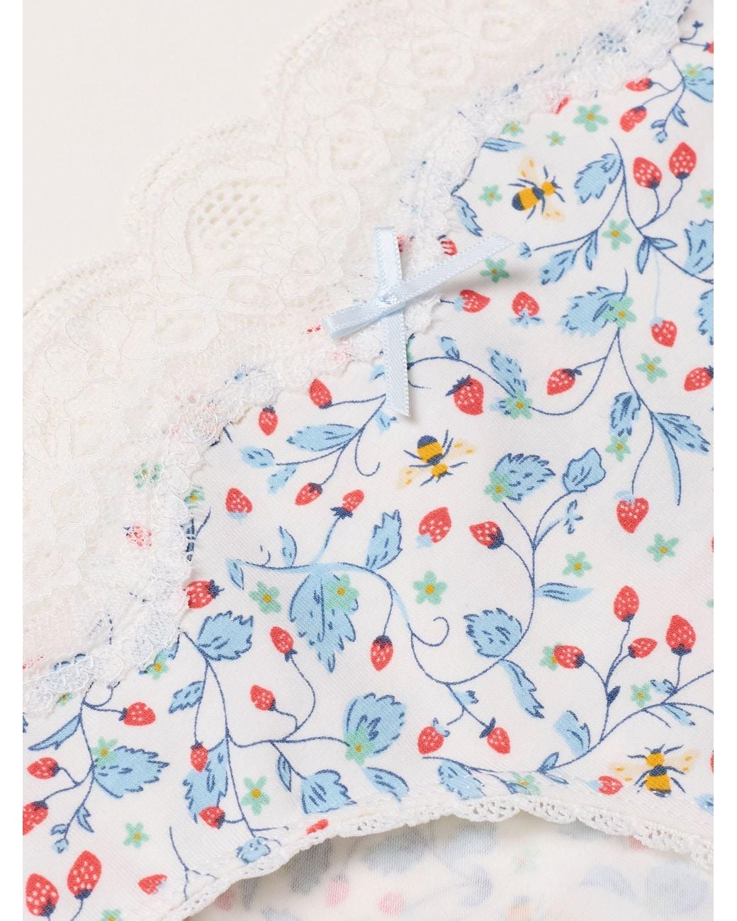FatFace White Strawberry Bee High Leg Knickers
