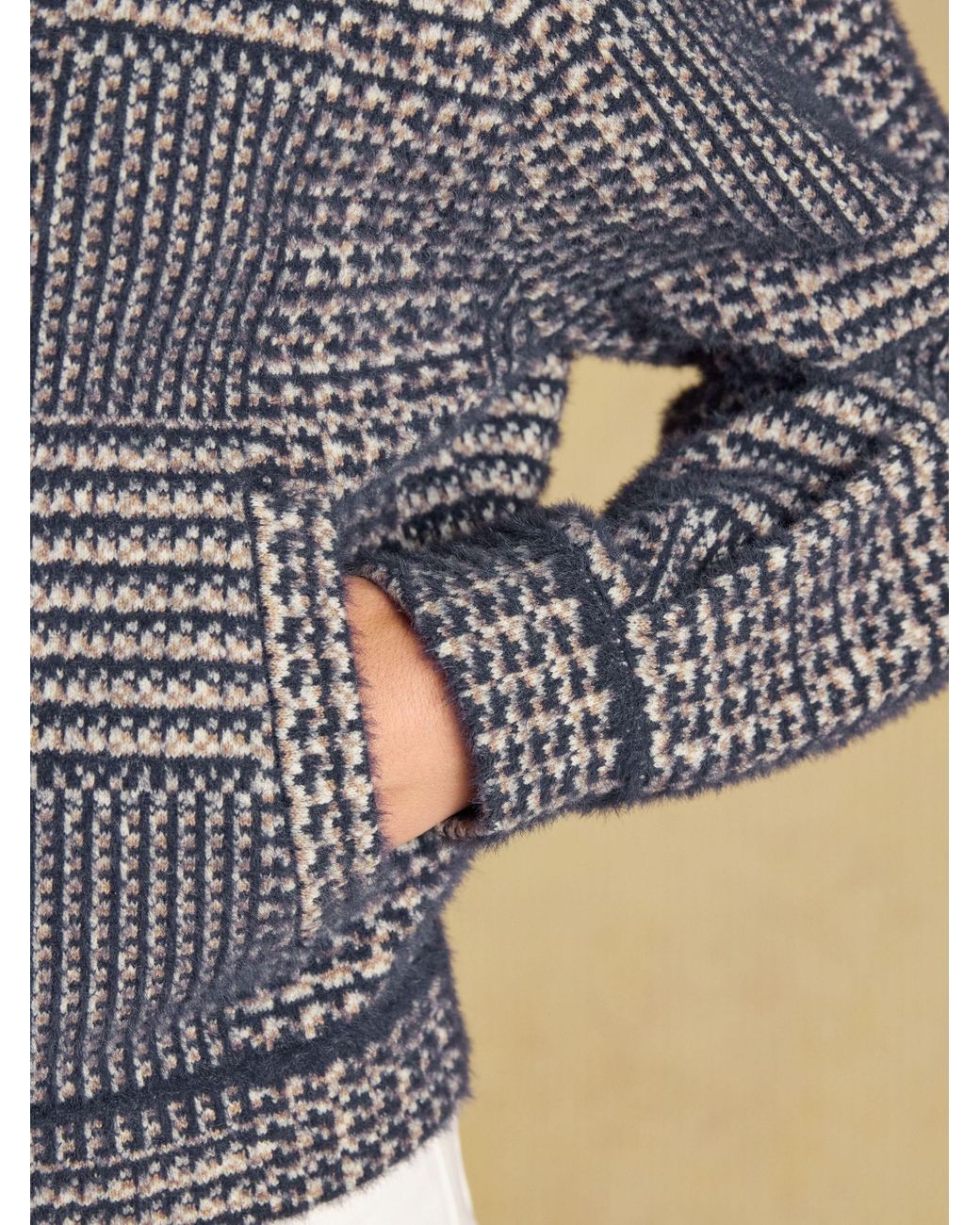 Joules Blue Soft Touch Patterned Knitted Jacket
