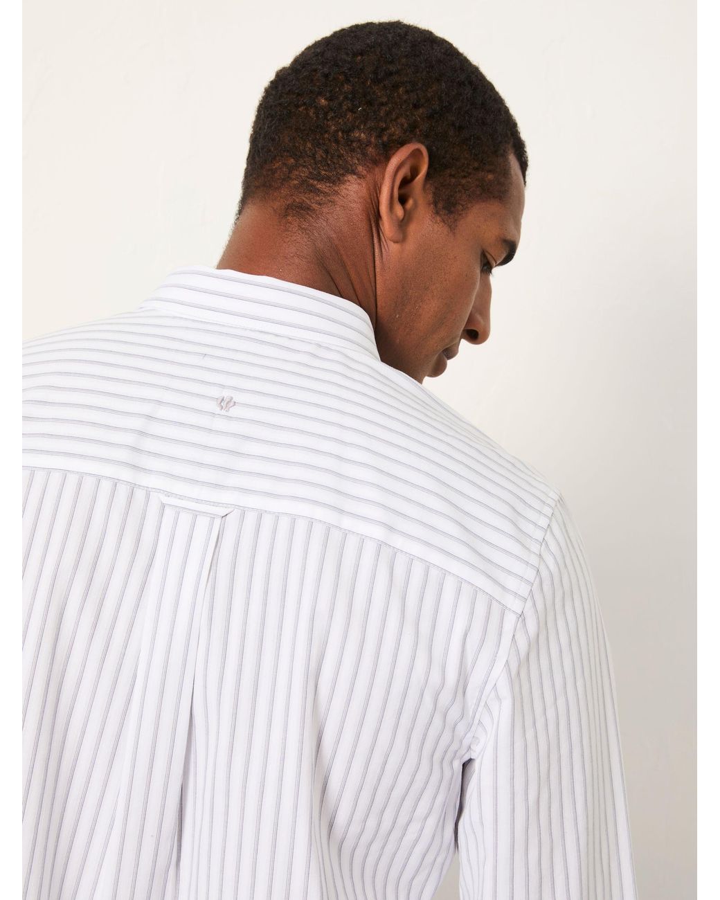 FatFace White Foston Long Sleeve Stripe Shirt for men