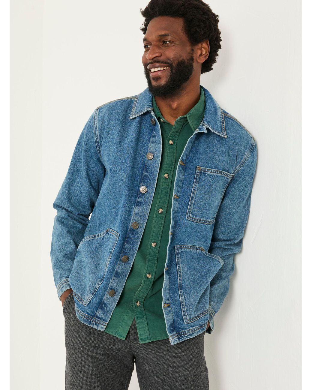FatFace Blue Denim Worker Jacket for men