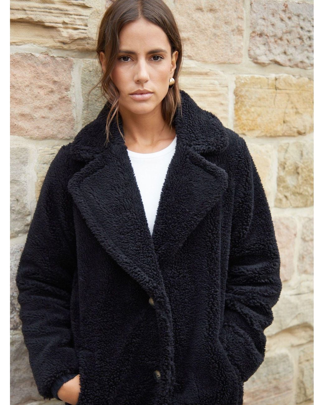 Threadbare Blue Longline Borg Teddy Coat