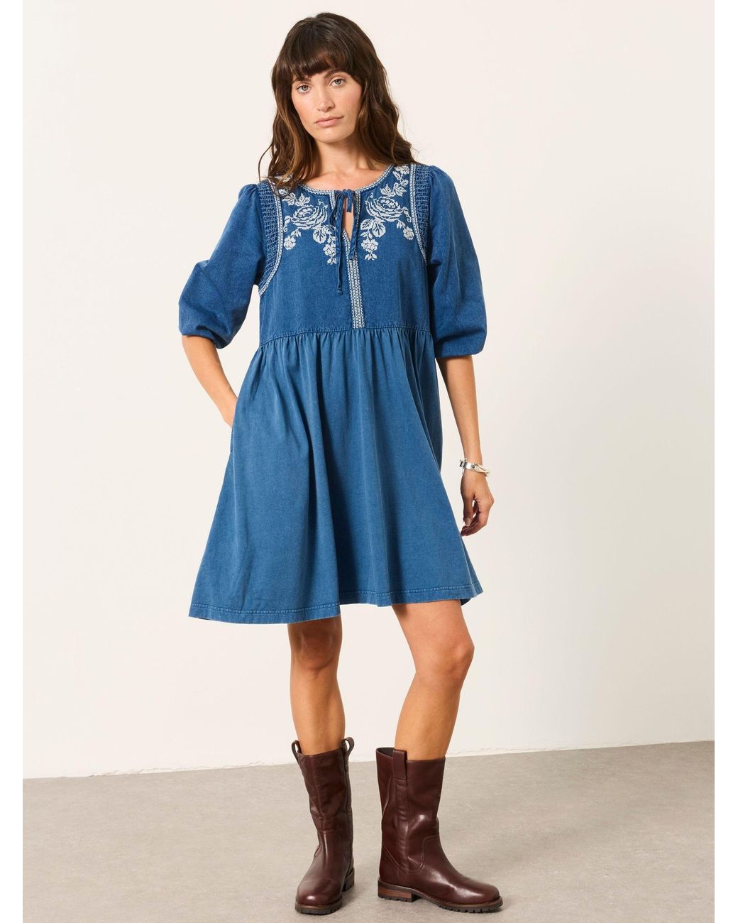 FatFace Blue Fatface Cassie Detail Dress