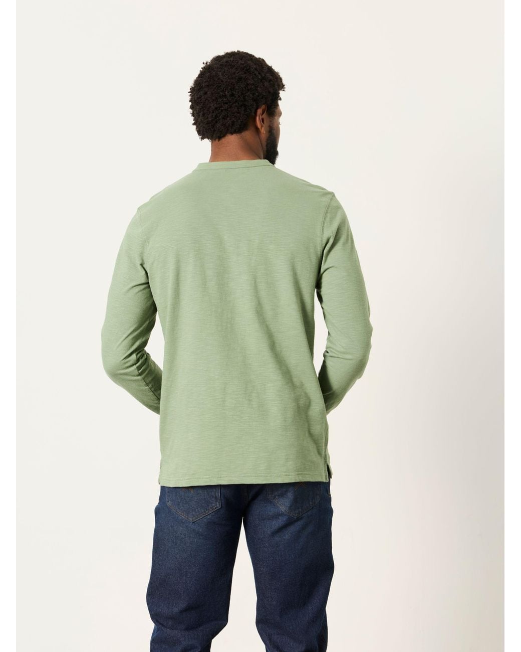 FatFace Green Woodside Long Sleeve Henley Top for men