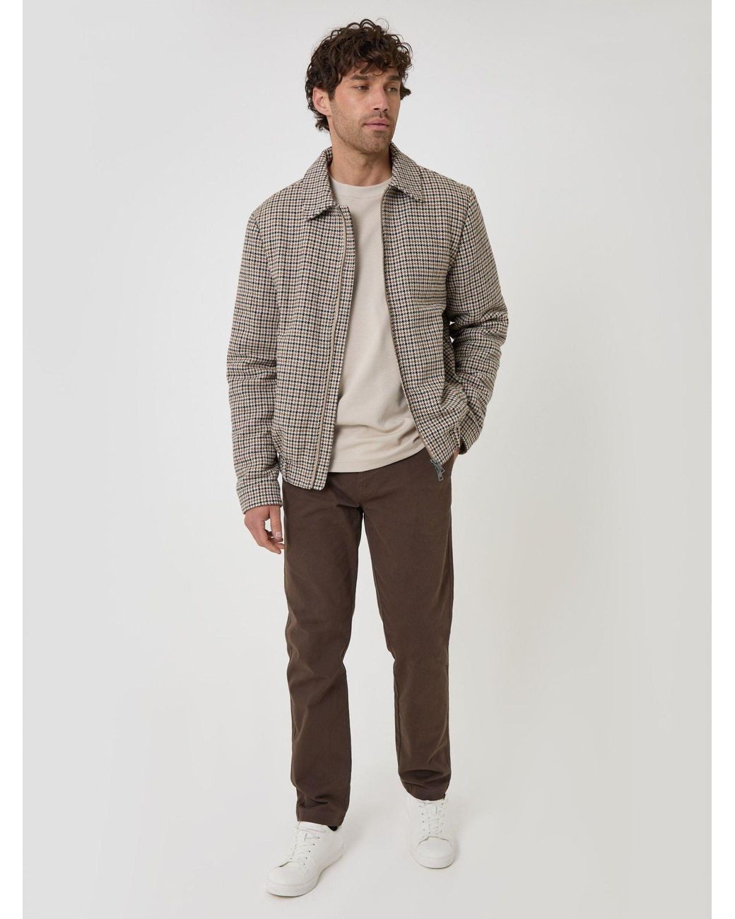 Threadbare Gray Check Faux Wool Collared Jacket for men
