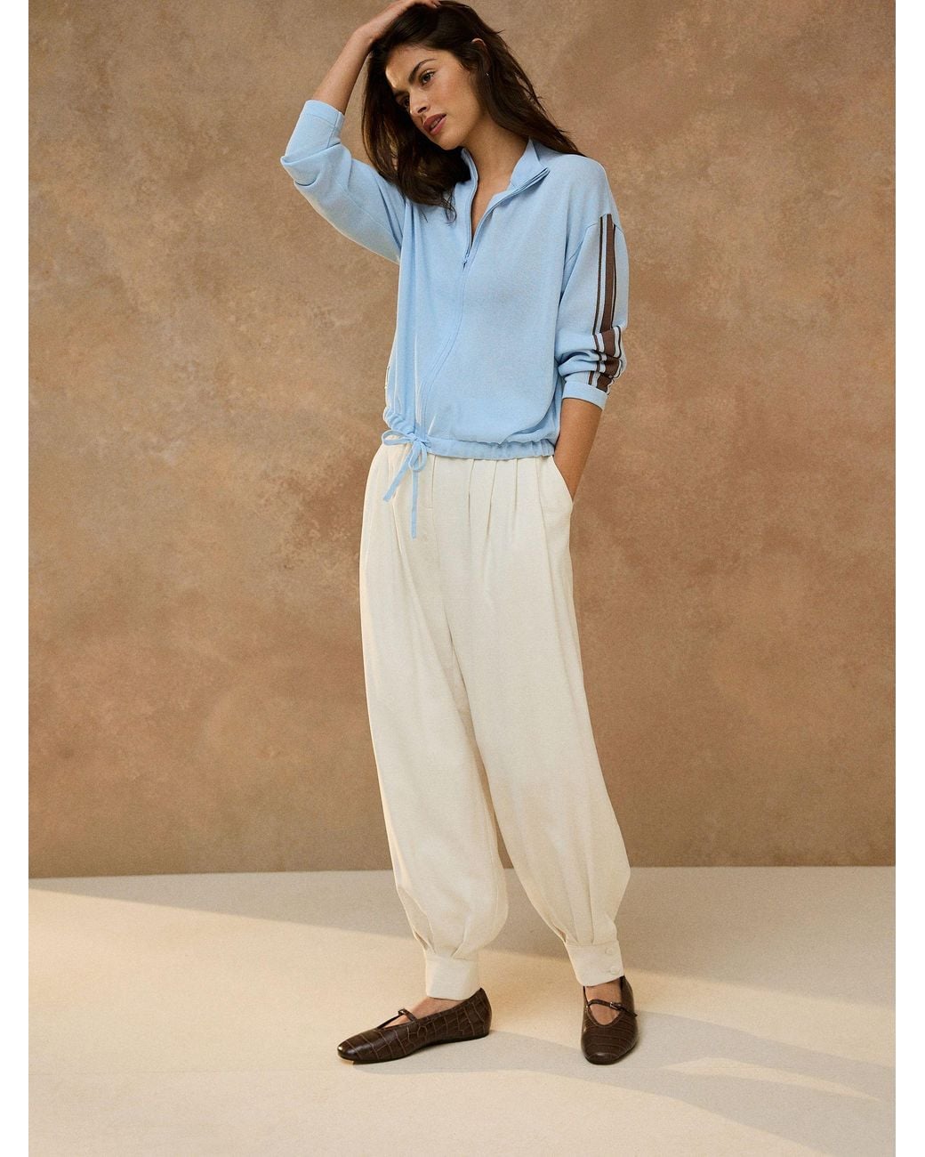 Next Blue Light Side Stripe Lightweight Funnel Neck Zip Jacket