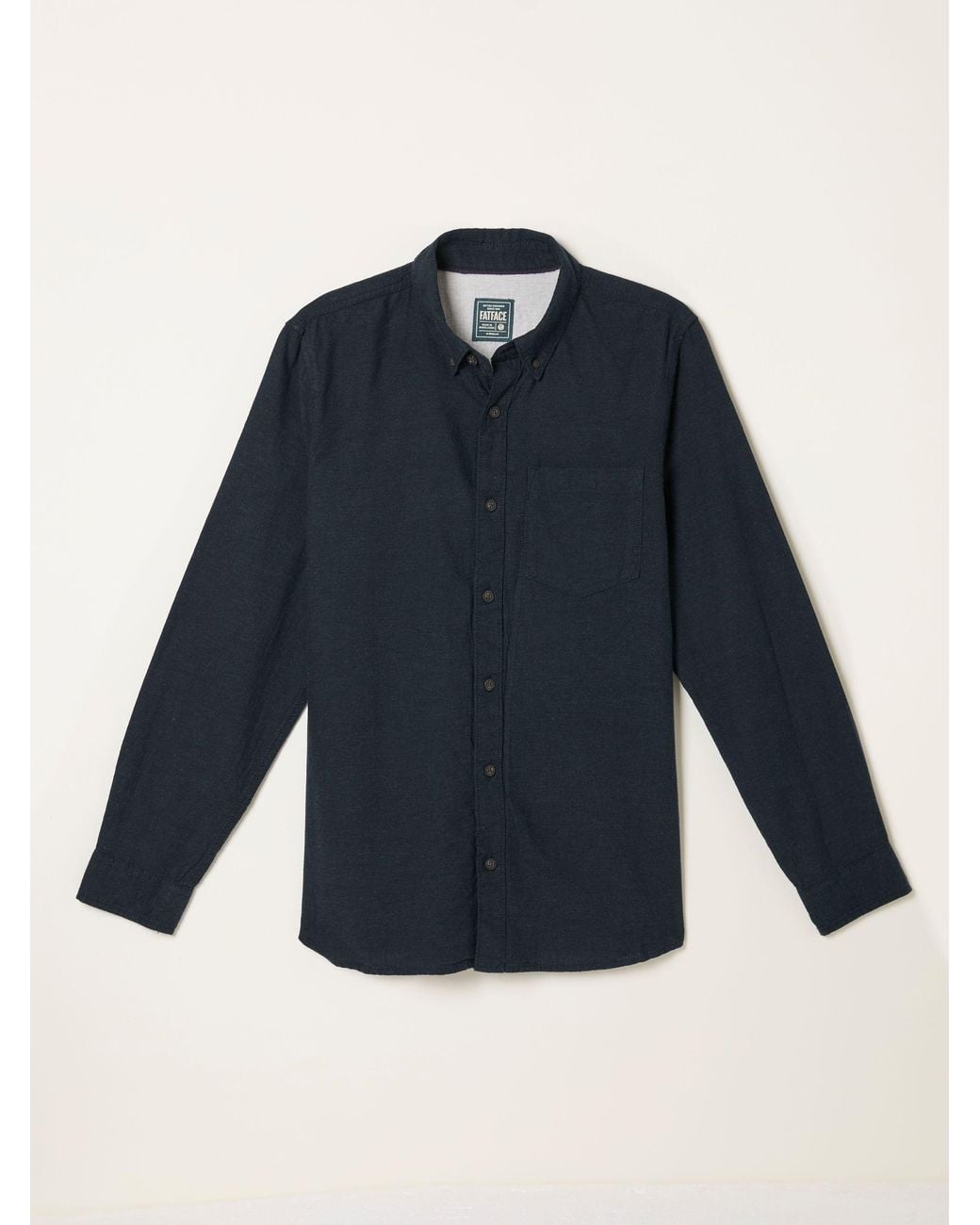 FatFace Blue Oxlow Long Sleeve Plain Shirt for men