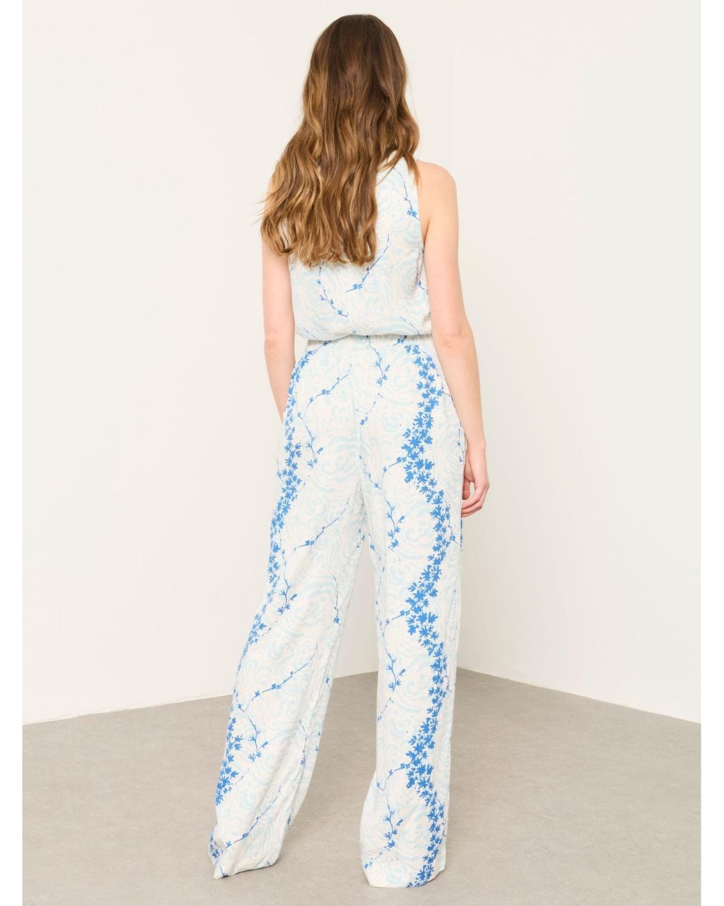 FatFace Brown Fatface V & A Fatface Ivory Archive Petals Jolene Wide Leg Trouser