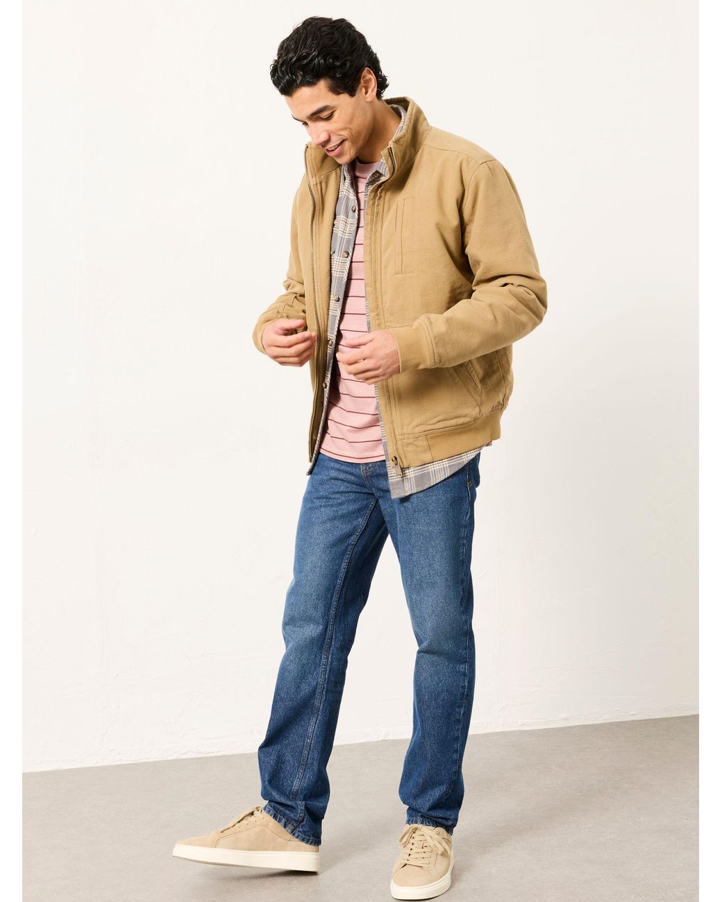 FatFace Natural Harrington Bomber Jacket for men