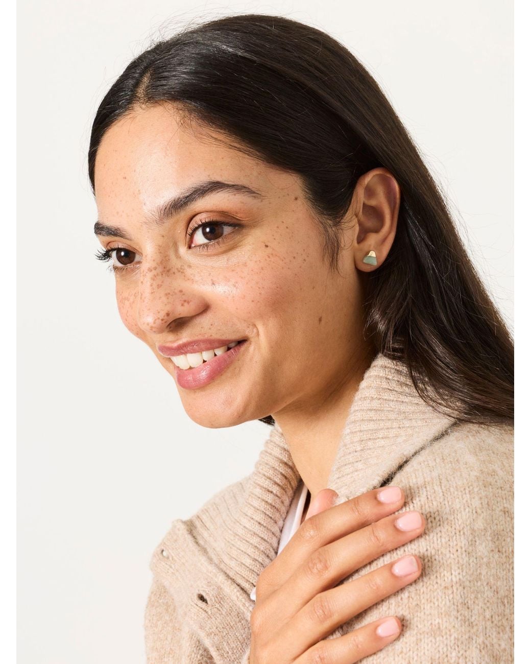 FatFace Natural Fatface Triangle Stone Stud Earrings