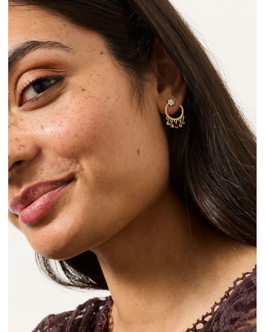 FatFace Natural Fatface Tone Star Gem Hoops