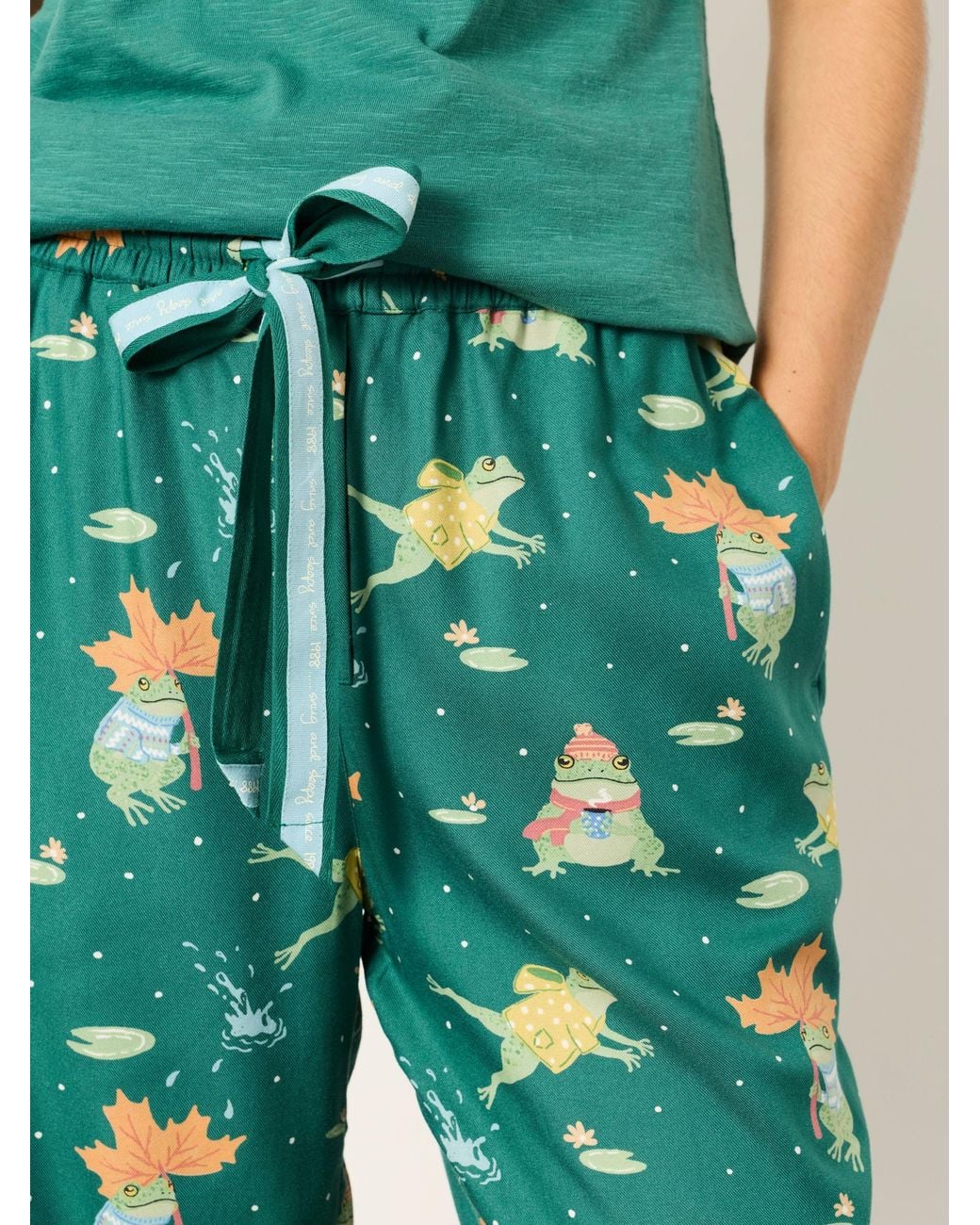 FatFace Green Fatface Ruby Frog Relaxed Fit Pyjama Bottoms