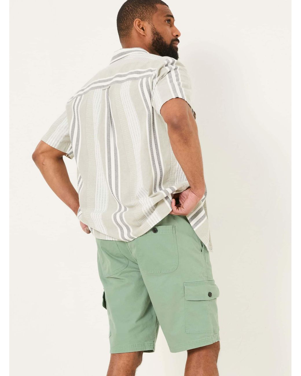 FatFace Green Tenby Pull On Cargo Shorts for men