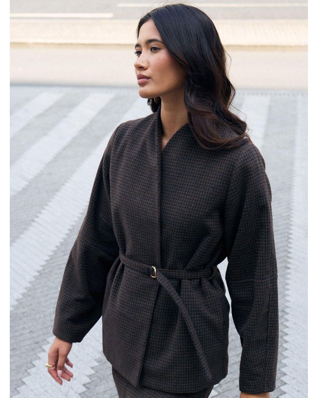 Threadbare Blue Faux Wool Cocoon Blazer
