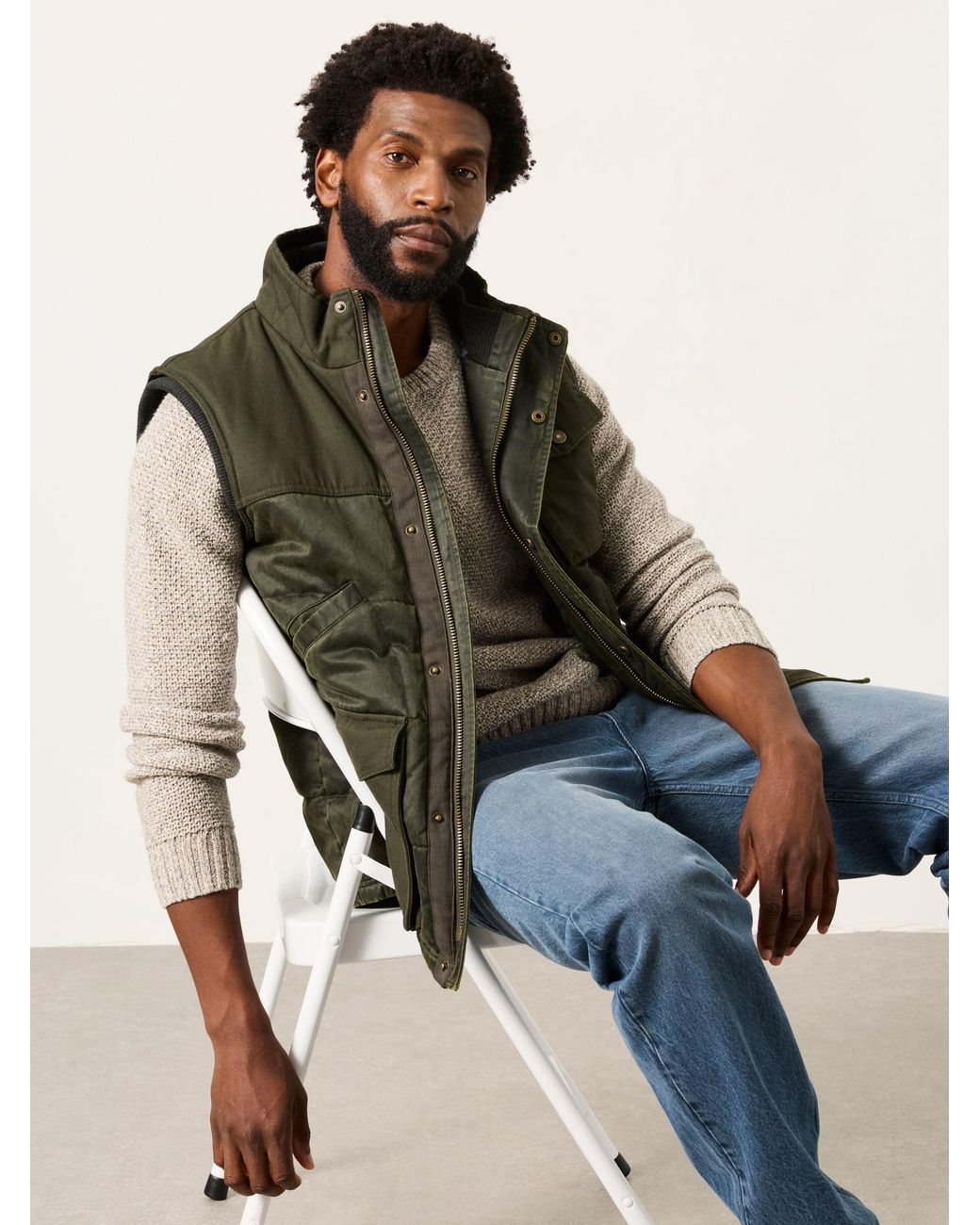 FatFace Green Broadsands Quilted Utility Vest for men