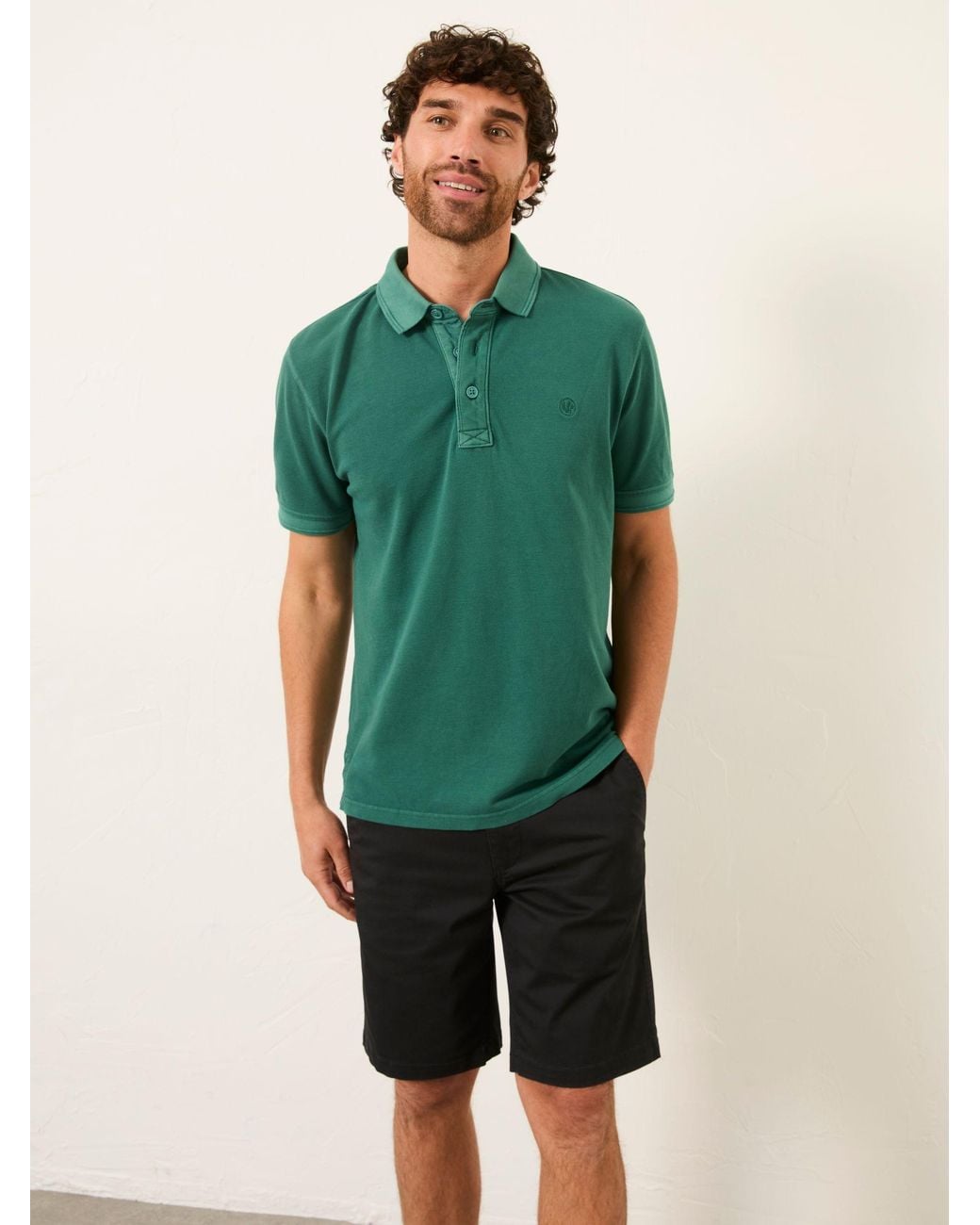 FatFace Green Short Sleeve Pique Polo Shirt for men
