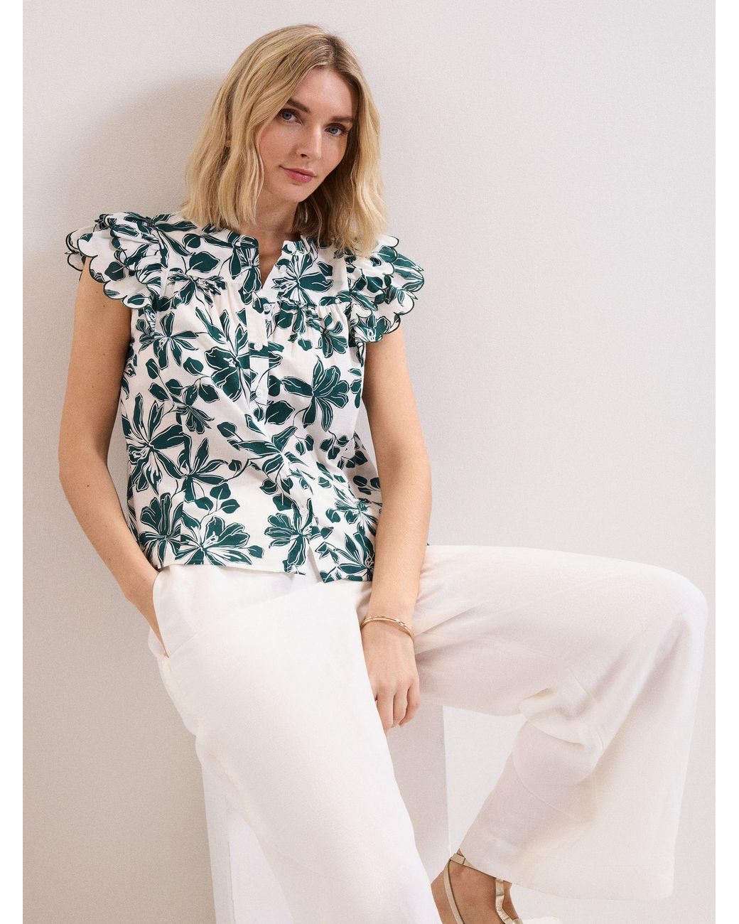 Phase Eight Blue Rena Cotton Blouse