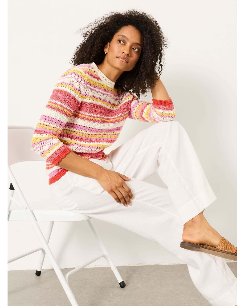 FatFace Red Rosalie Stripe Knitted Jumper