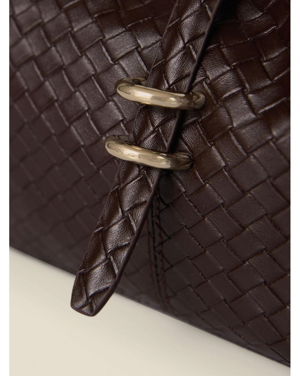 Sosandar Chocolate Faux Leather Woven Shoulder Bag in Black | Lyst