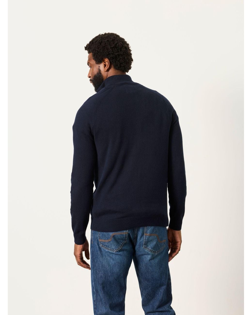 FatFace Blue Rye Quarter Zip Knitted Jumper for men