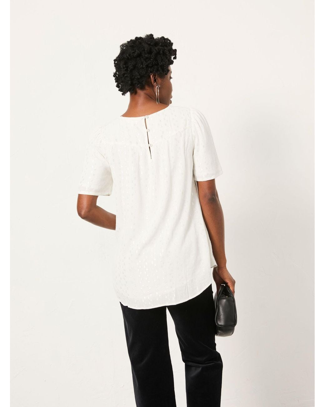FatFace White Lyndy Metallic Blouse