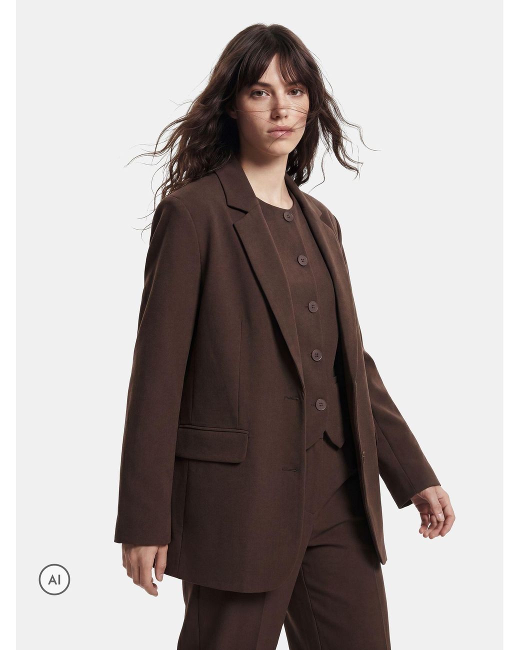 Pieces Brown Relaxed Blazer