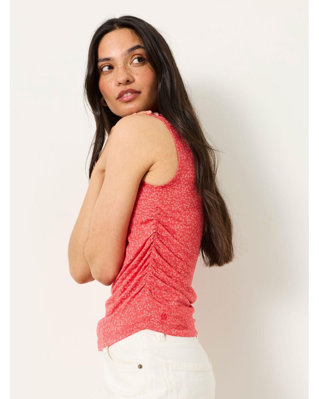 FatFace Red Ruby Ruched Sleeveless Tank