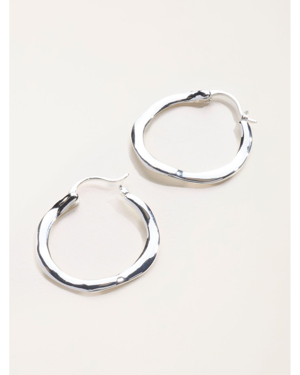 FatFace Black Hammered Hoop Earrings