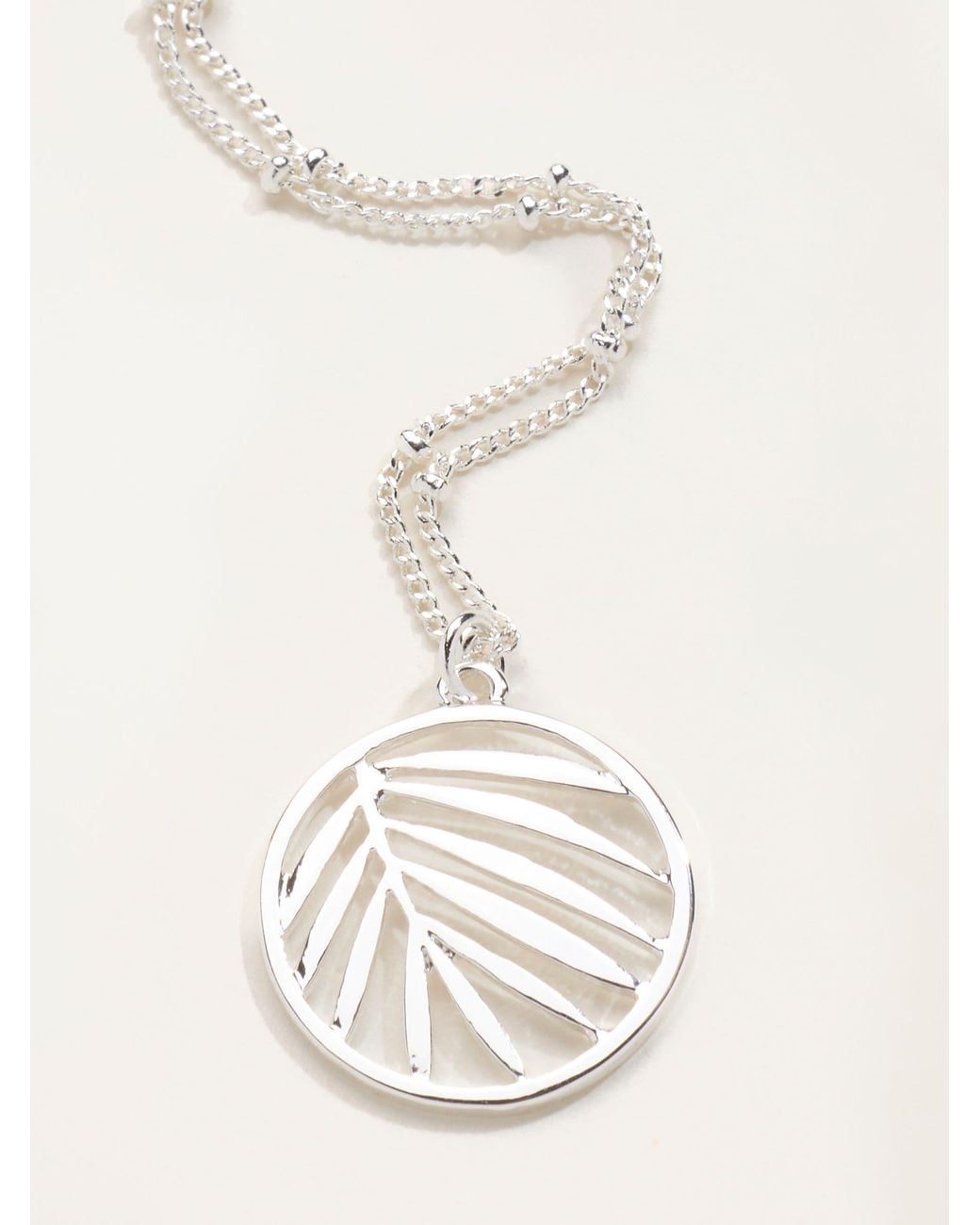 FatFace Black Leaf Circle Necklace