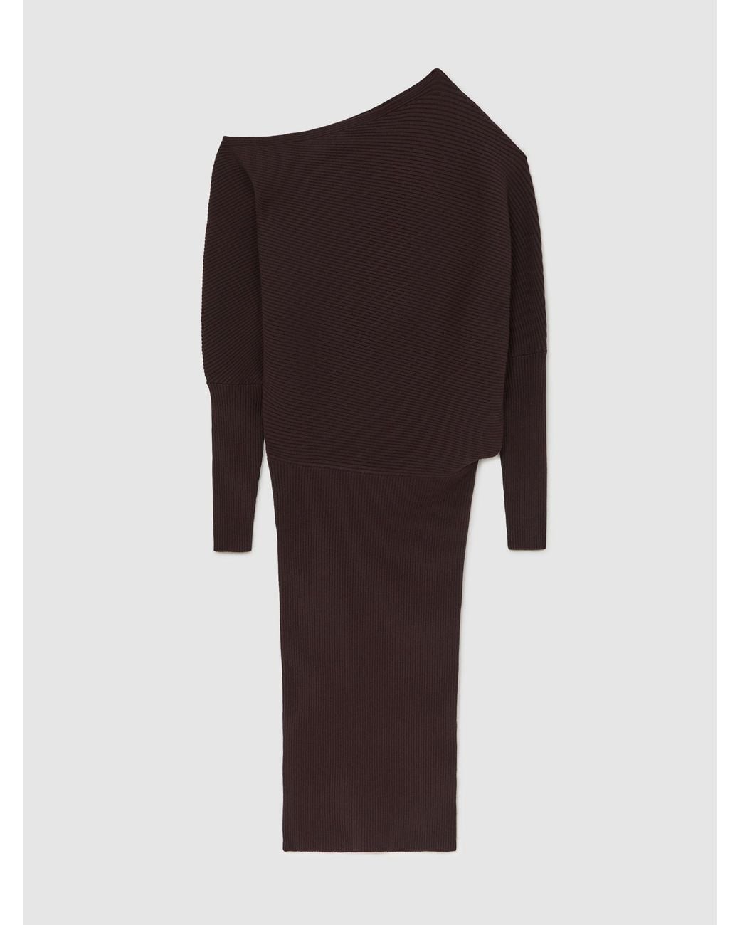 Reiss Multicolor Lara - Mink Off-the-shoulder Ribbed Midi Dress, M