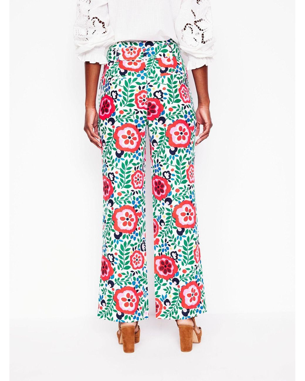 Boden White Belted Trousers