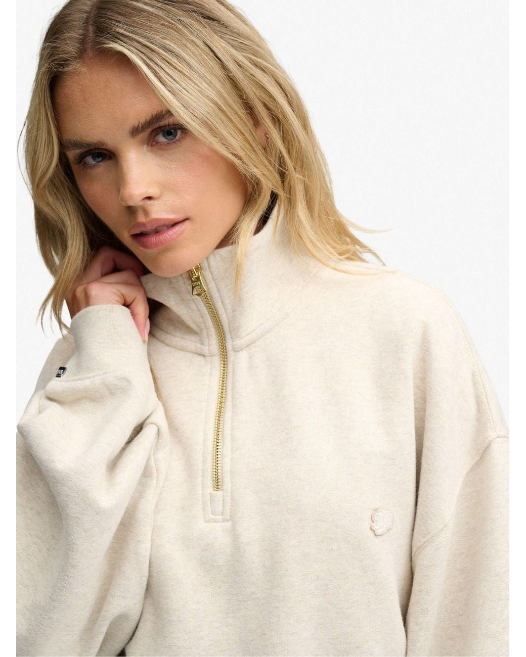 Superdry White Monogram Half Zip Sweat Top
