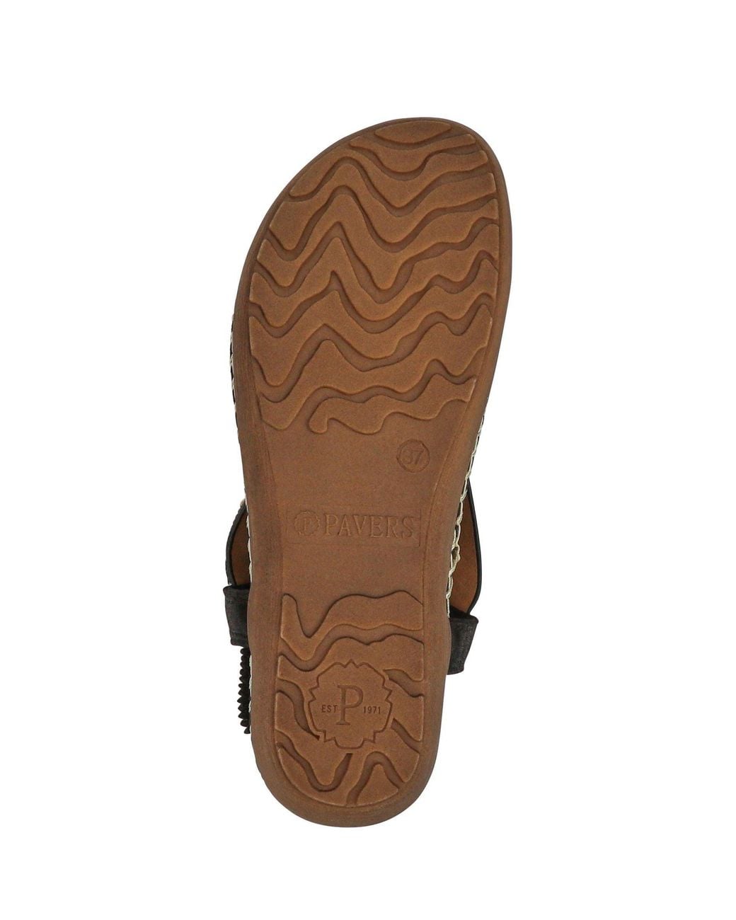 Pavers Black Elasticated Toe-Post Sandals