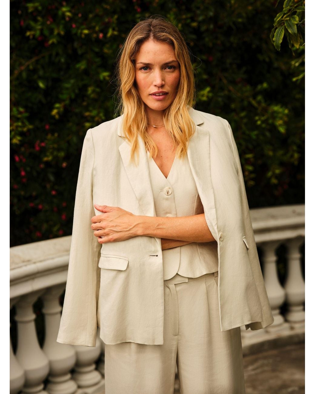 FatFace Natural Lyla Linen Blazer