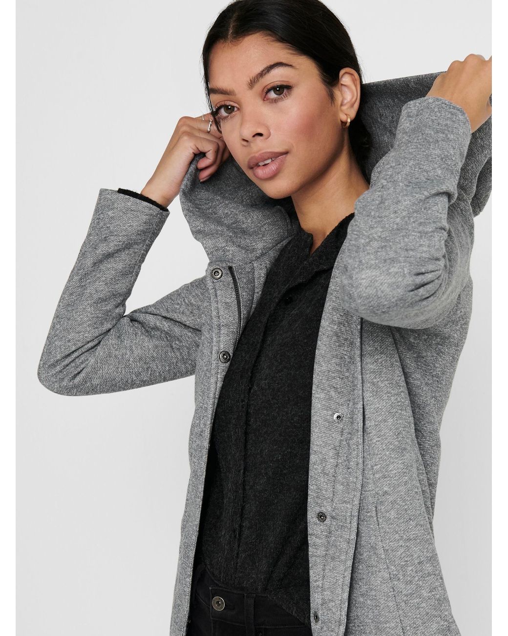 ONLY Gray Hooded Smart Coat