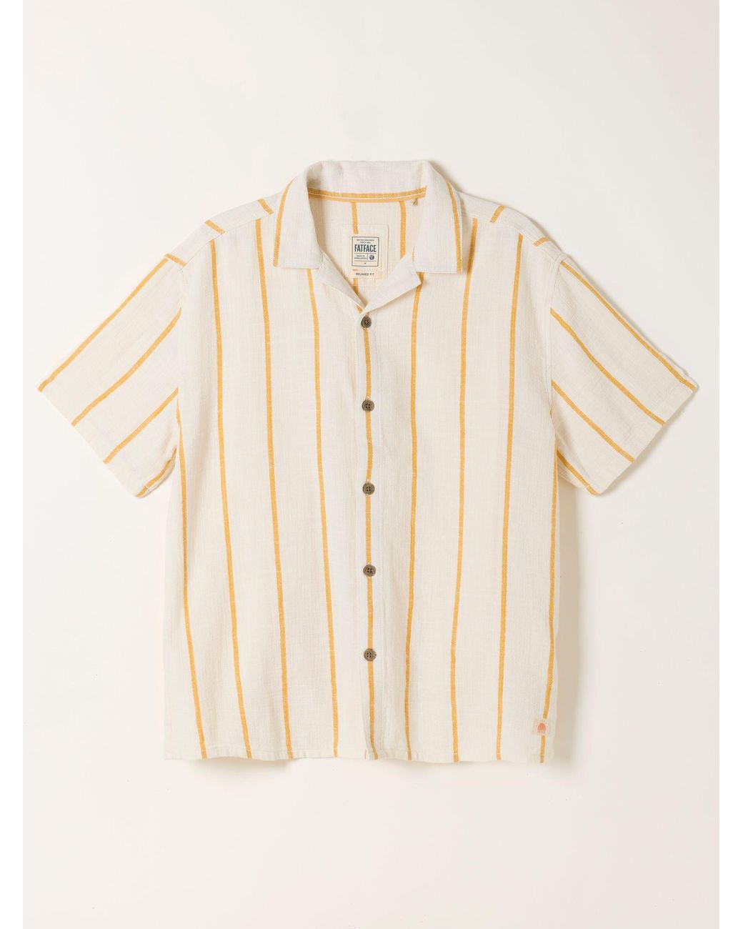 FatFace Blue Short Sleeve Relaxed Fit Brue Wide Stripe Shirt for men