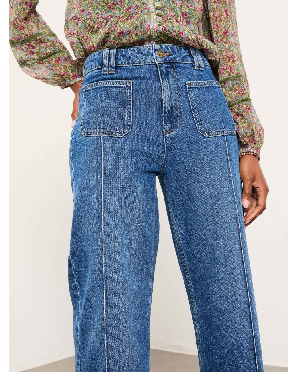 FatFace Blue Fatface Patch Pocket Flare Jeans