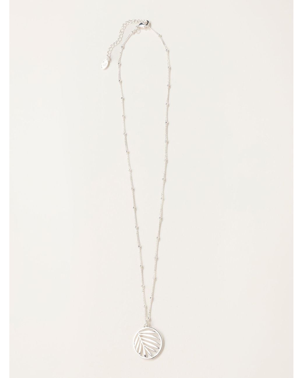 FatFace Black Leaf Circle Necklace