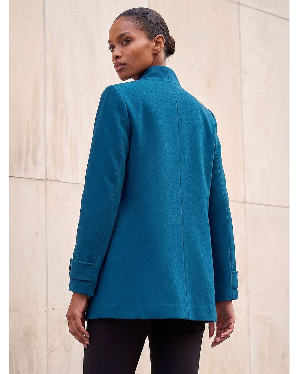 Roman Blue Funnel Neck Jacket