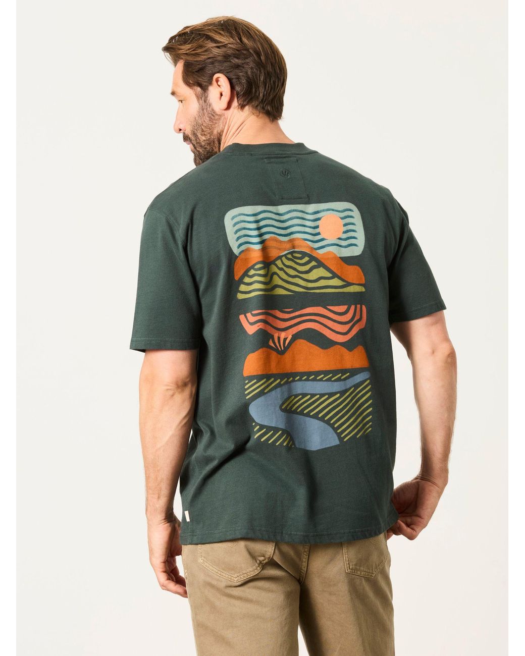 FatFace Green Fatface Dark Horizon Graphic T-Shirt for men
