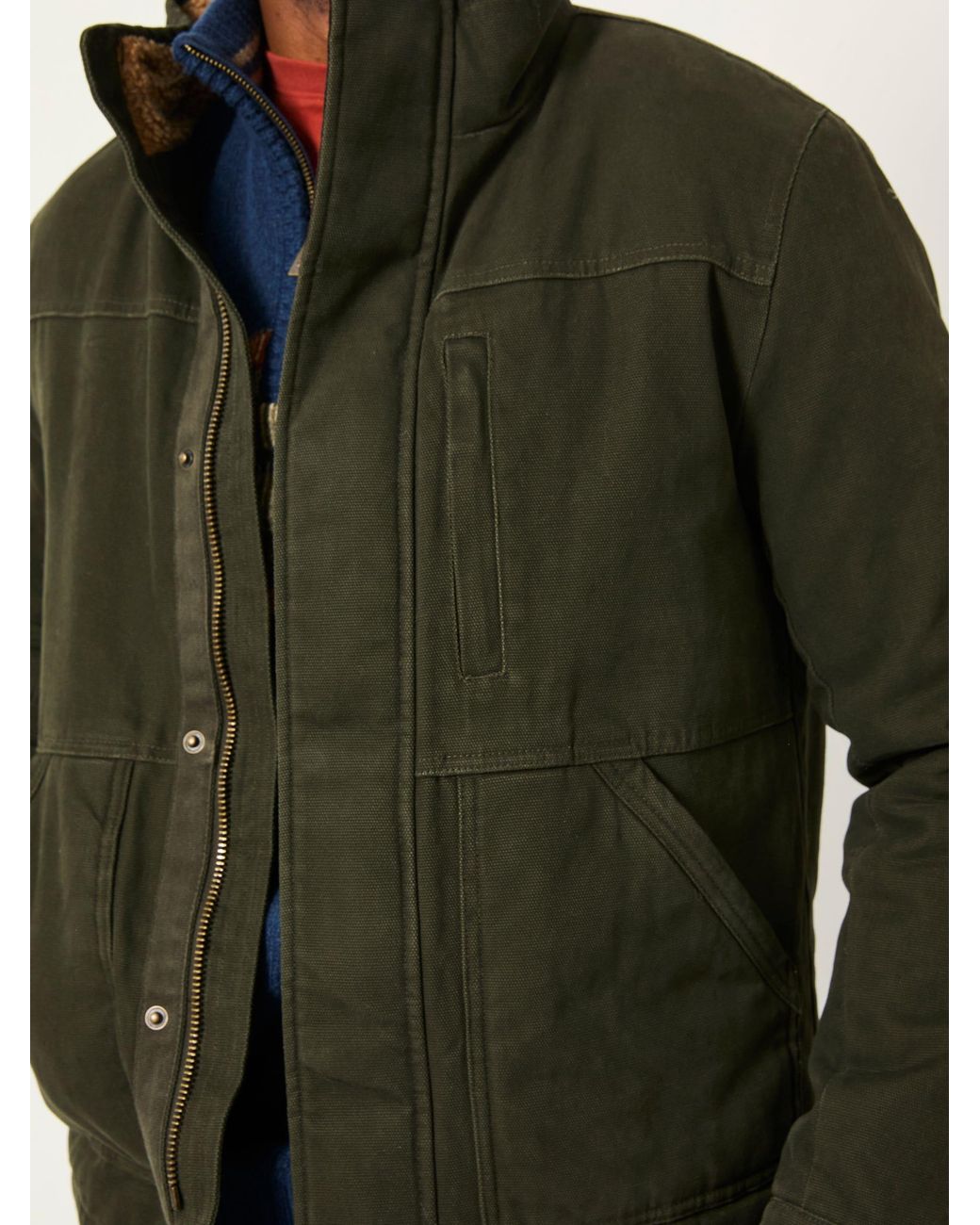 FatFace Blue Wardly Canvas Funnel Neck Jacket for men