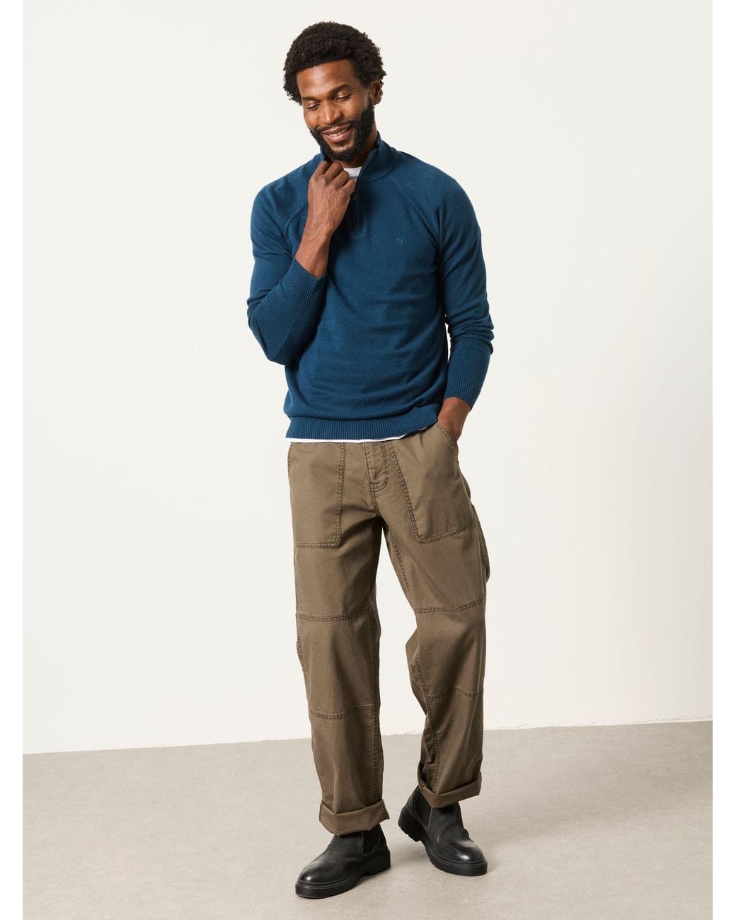 FatFace Blue Rye Quarter Zip Knitted Jumper for men