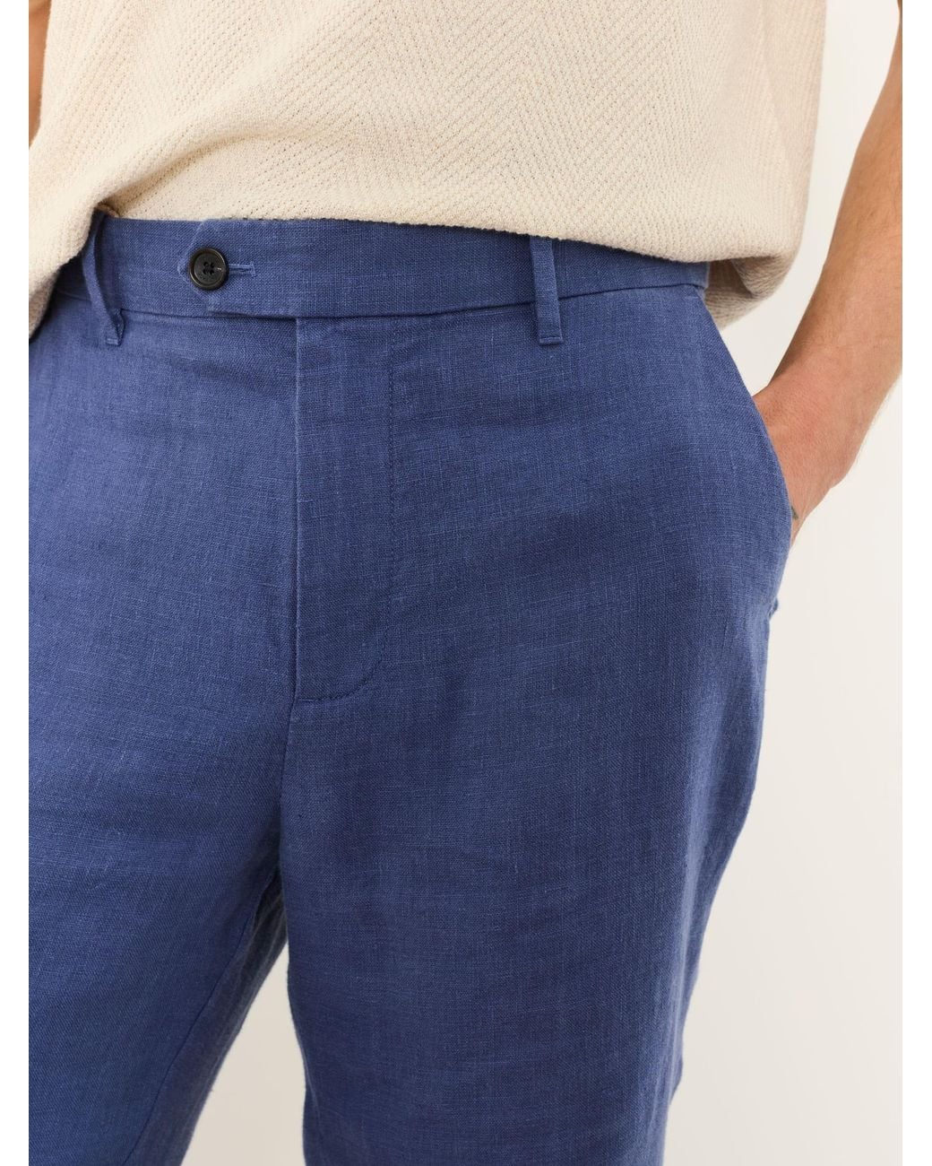 FatFace Blue Bosbury 100% Linen Trousers for men