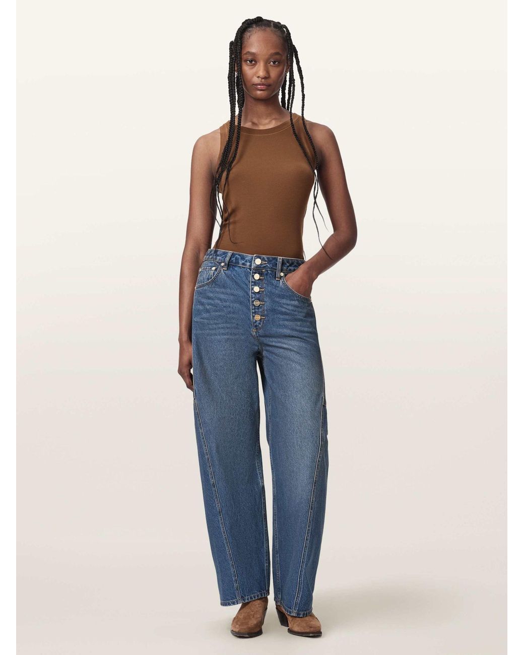 AllSaints Blue Allsaints Carter Button Jeans
