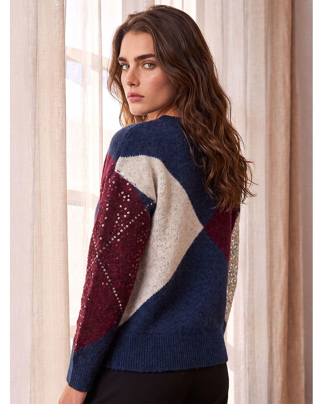 Roman Blue Petite Sequin Jumper