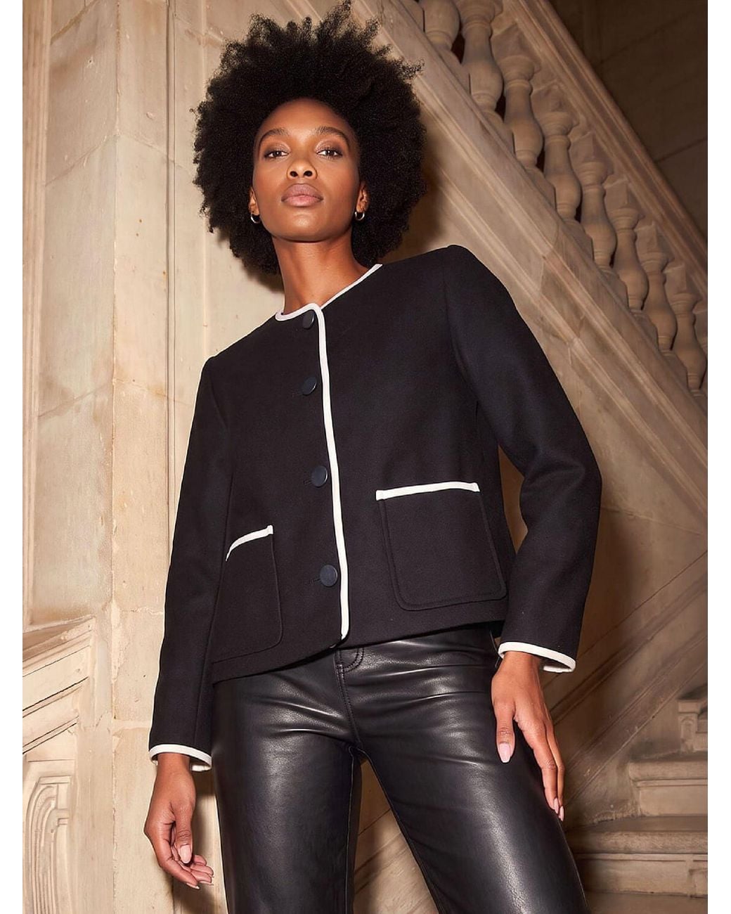 Roman Black Tipped Smart Jacket