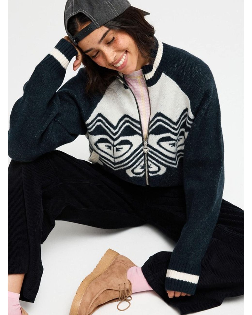 Roxy Blue Under North Mock Neck Cardigan