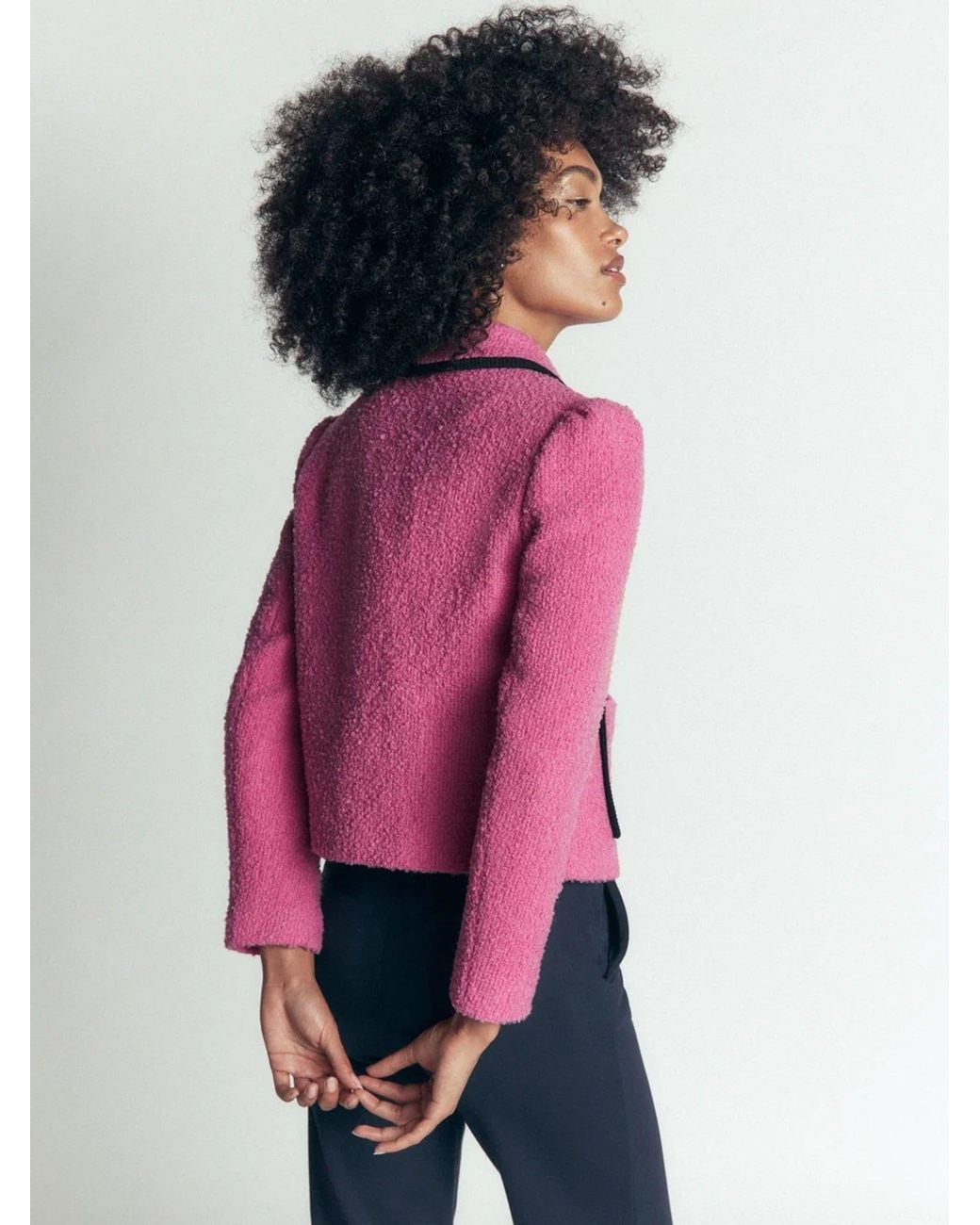 Boden Pink Branscombe Wool Bow Jacket